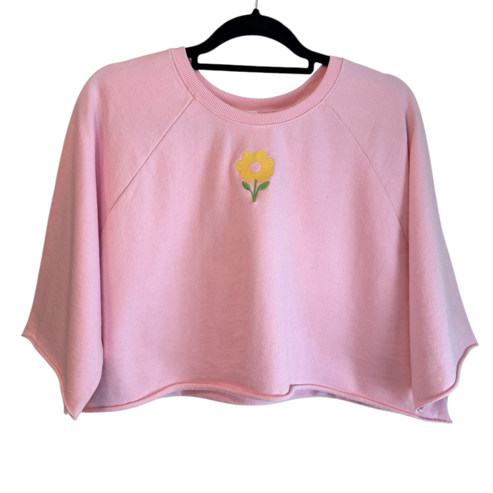 Nordstrom BP Pink Embroidered Oversized Crop‎ Top